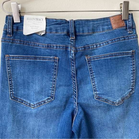 Ellen Tracy Sculpt Denim Jeans  Women's Sz 6 Skinny Stretch Mid Rise Blue New - Picture 5 of 5